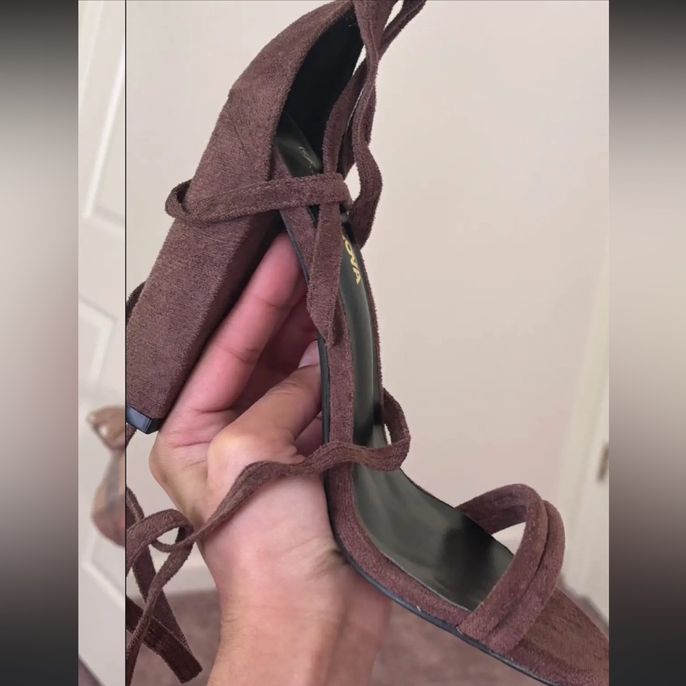 Fashion Nova Chocolate Lace-Up Heels